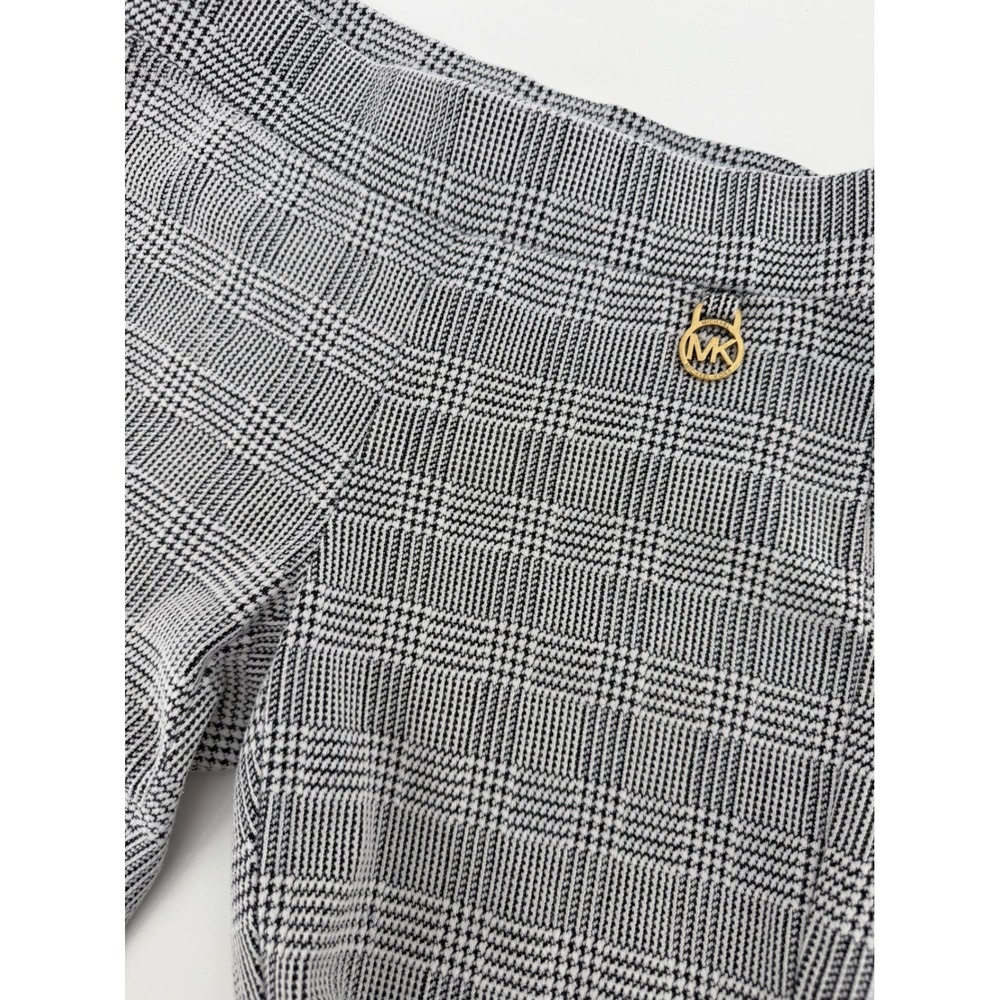 Michael Michael Kors Womens Glen Plaid Pull On Leggings Black White Gold MK S